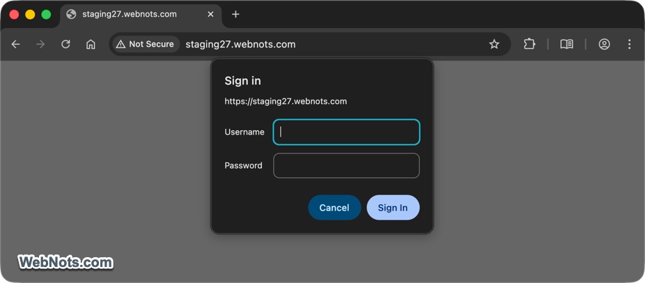 Enter Password to Access Staging Site