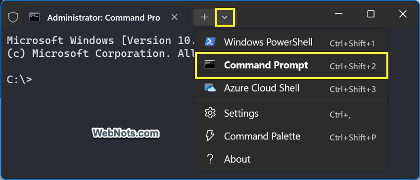 Open Command Prompt in Terminal