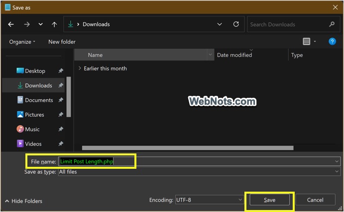 Save Plugin PHP File in Windows