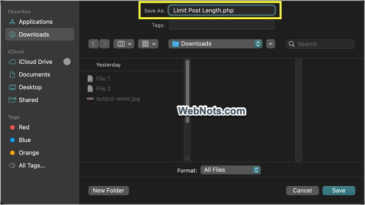 Save Plugin PHP File in Mac