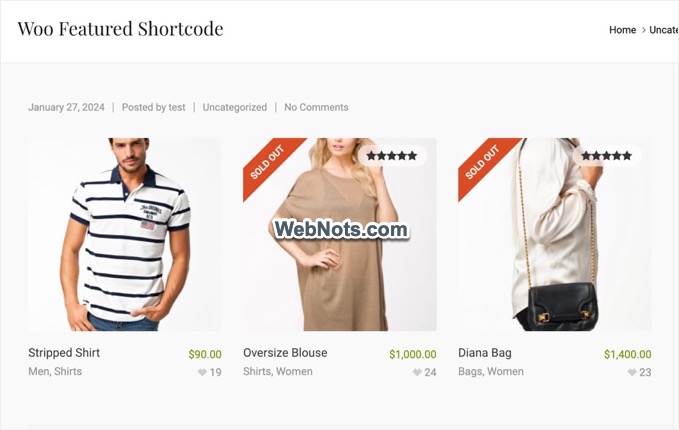 Shortcode Display Products