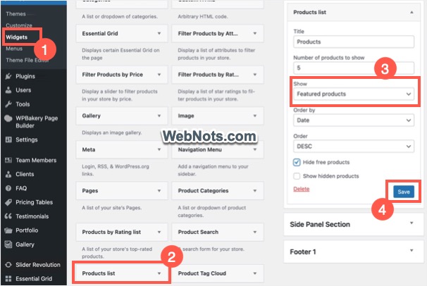Show Featured Products with Products List Widget