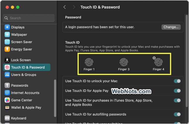 Click on Fingerprint
