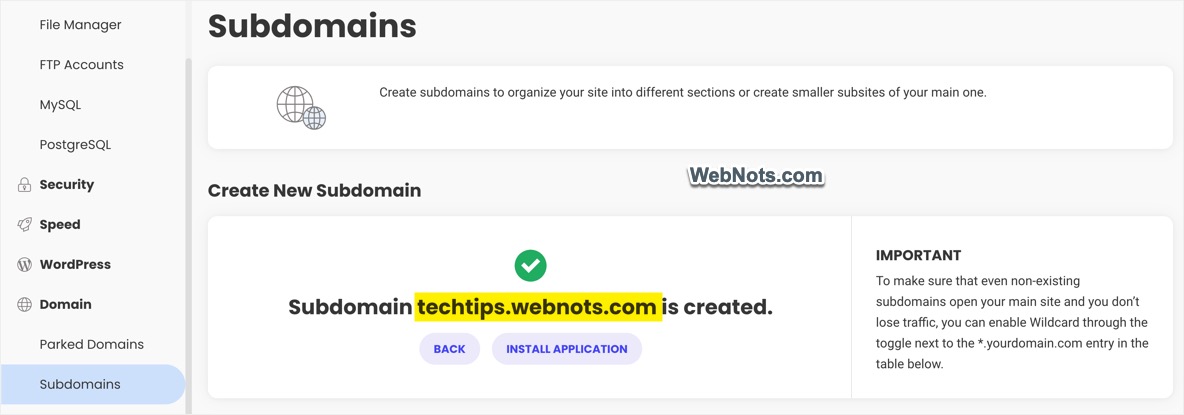 Create Subdomain