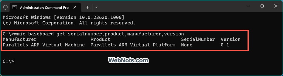 Find Motherboard Details from Command Prompt