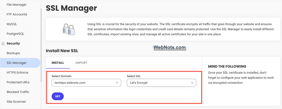 Install SSL for Subdomain