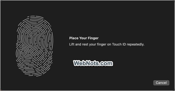 Register Fingerprint with Touch ID Key