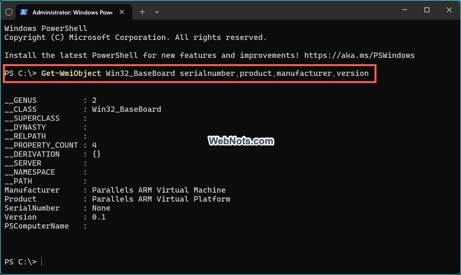 Use PowerShell to Check Motherboard Details