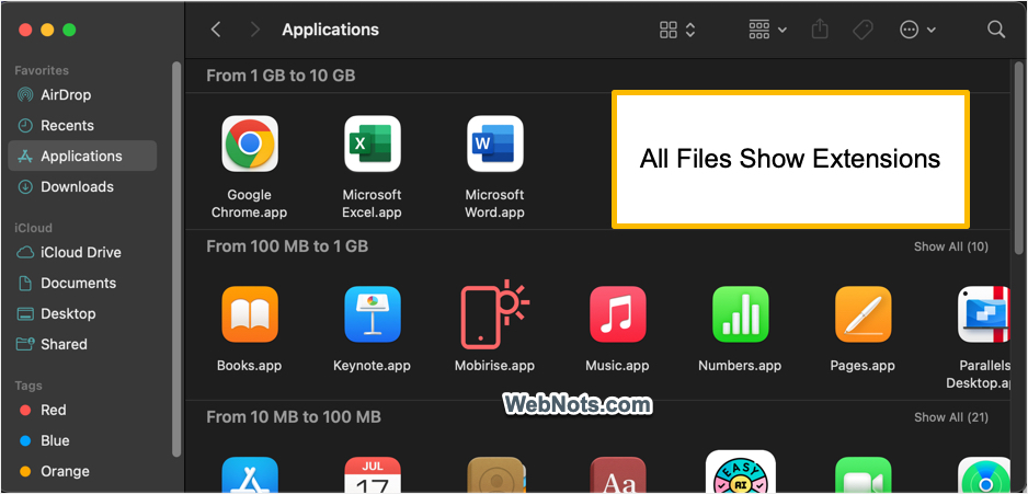 All Files with Extensions