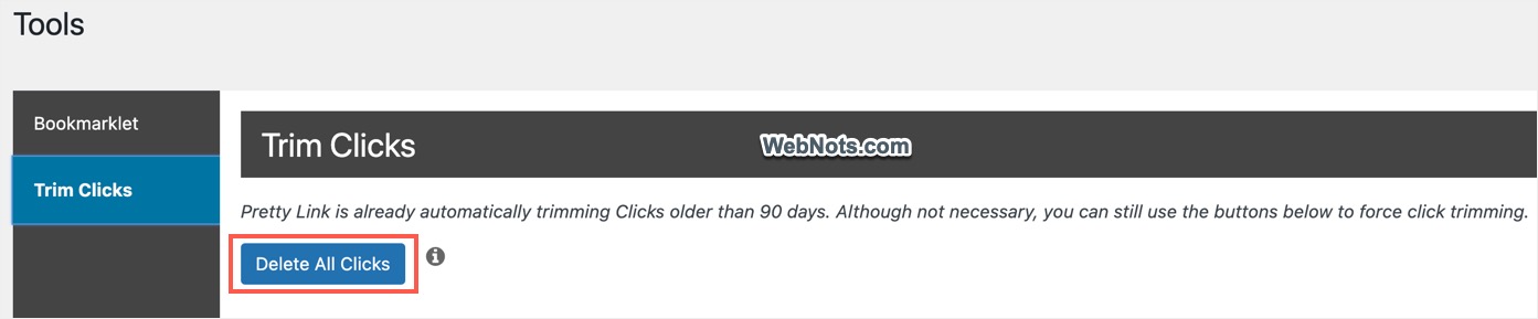 Delete Clicks Data