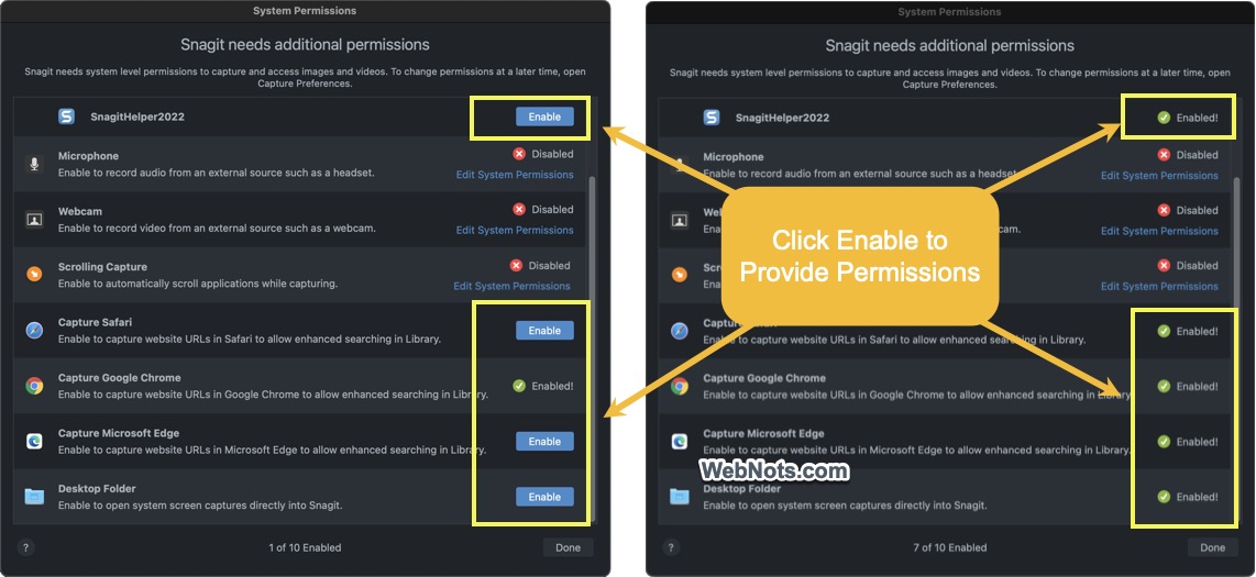 Enable Permissions
