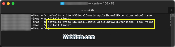 Hide All Extensions from Mac Terminal