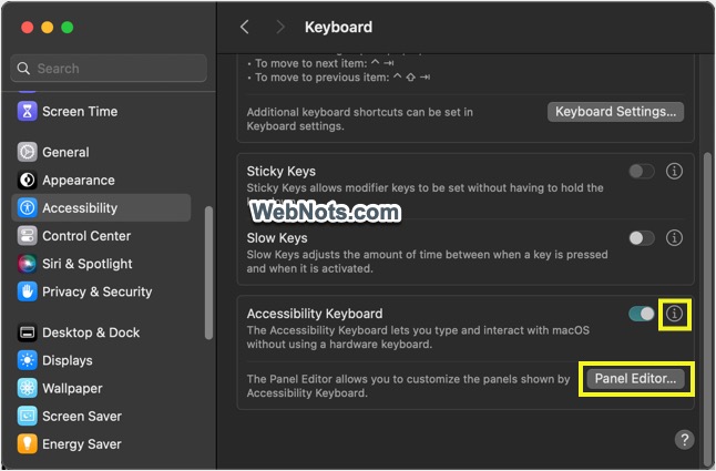 Panel Editor and Settings