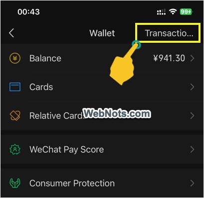 Transactions History Link