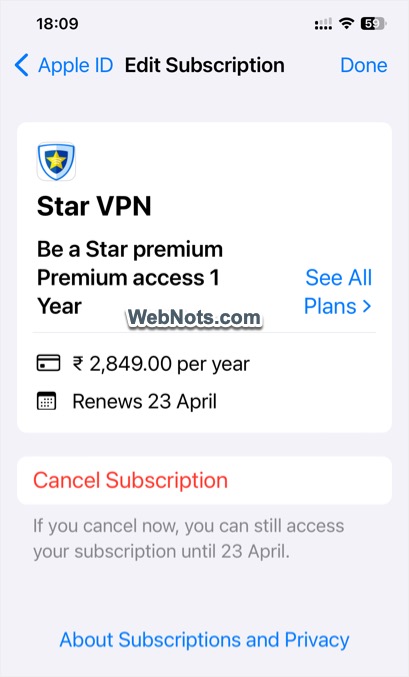 App Subscription in iPhone