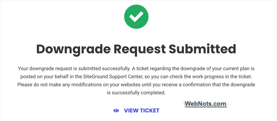 Downgrade Request Submitted