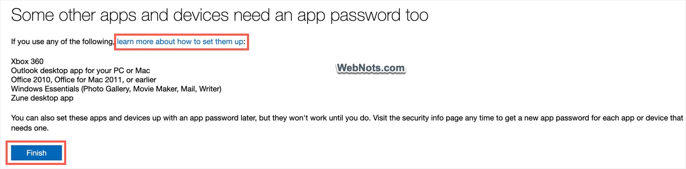 Finish Two Step Verification