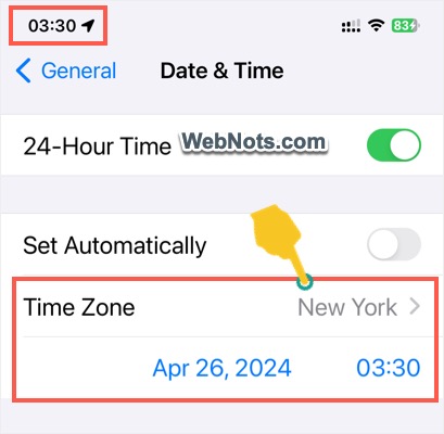 New Timezone Set