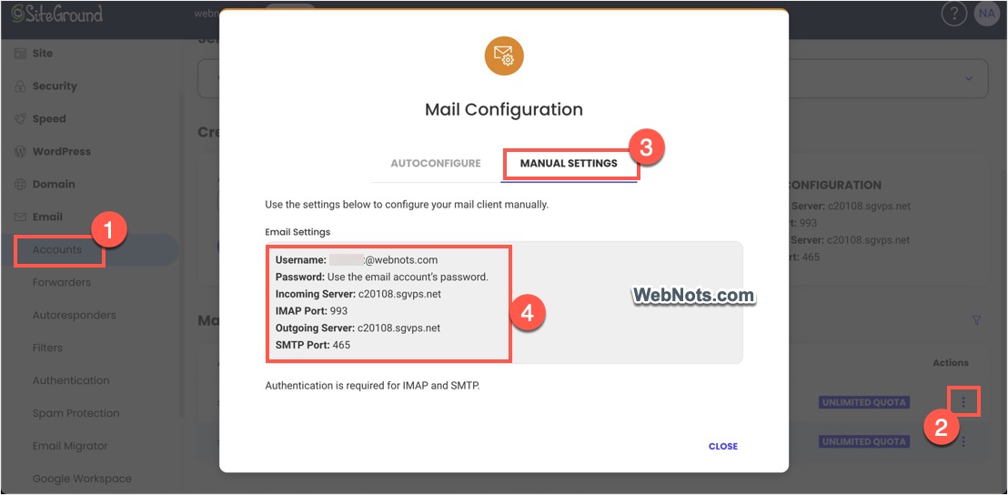 Note Email Configuration