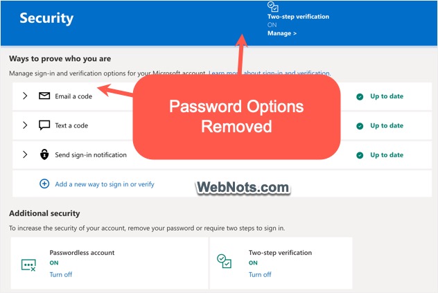 Password Options Removed from Account