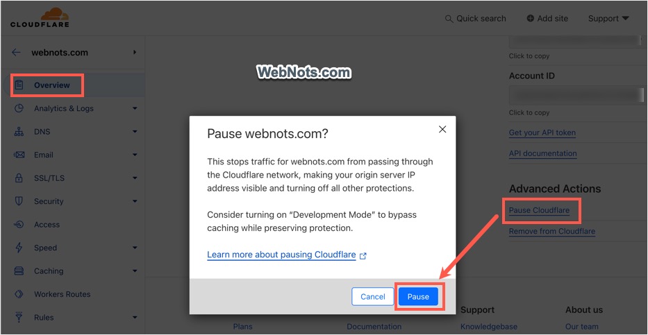Pause Cloudflare