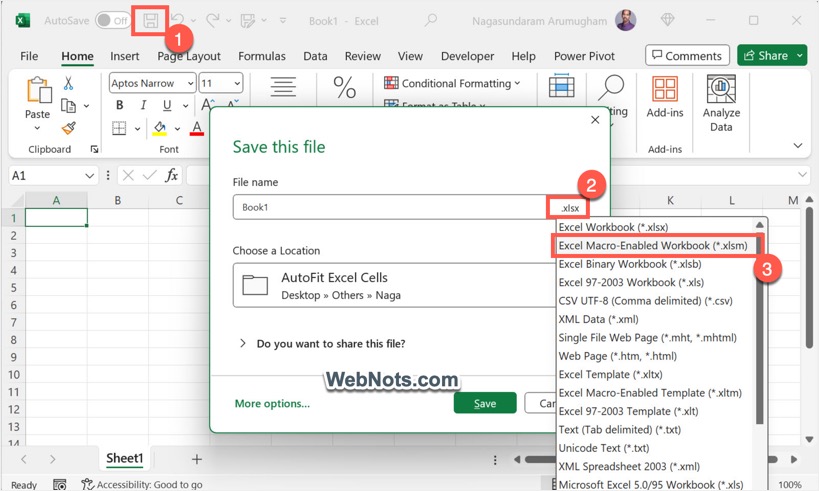 Save as XLSM File
