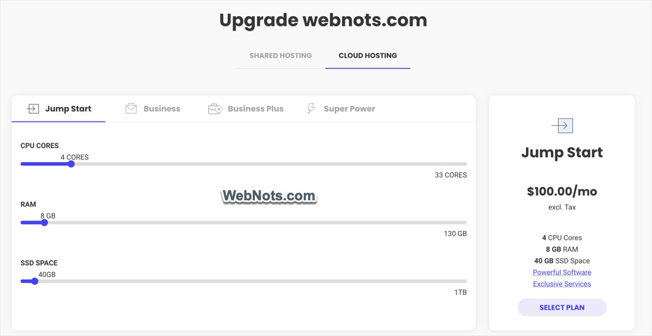 Select Cloud Hosting Plan
