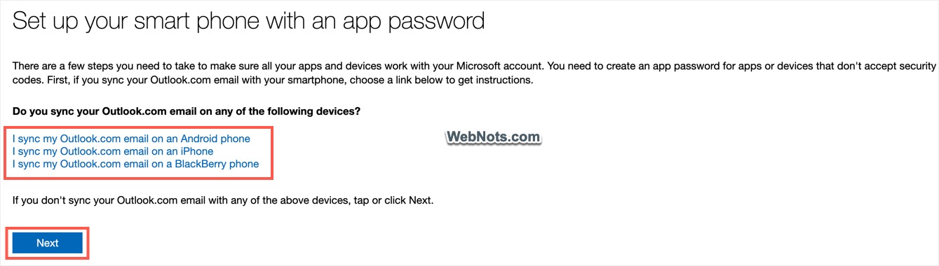 Set App Password for Outlook