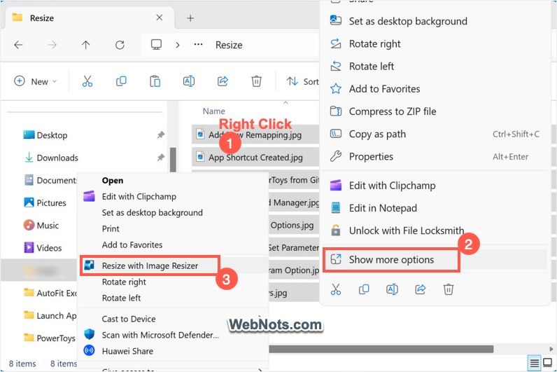 Image Resizer in Right-Click Menu