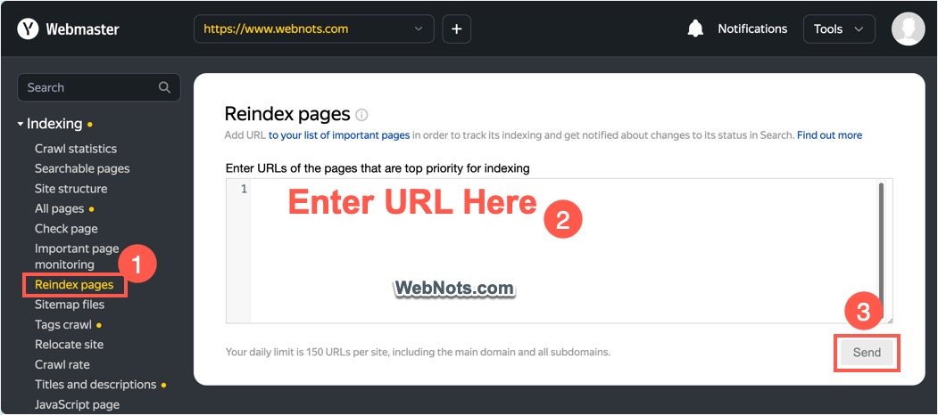 Submit Pages for Reindexing in Yandex