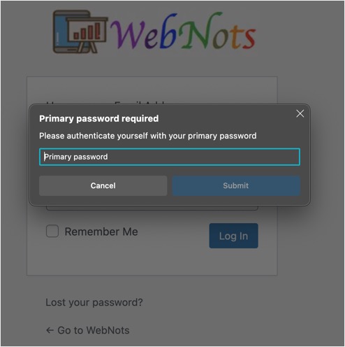 Type Primary Password to Unlock