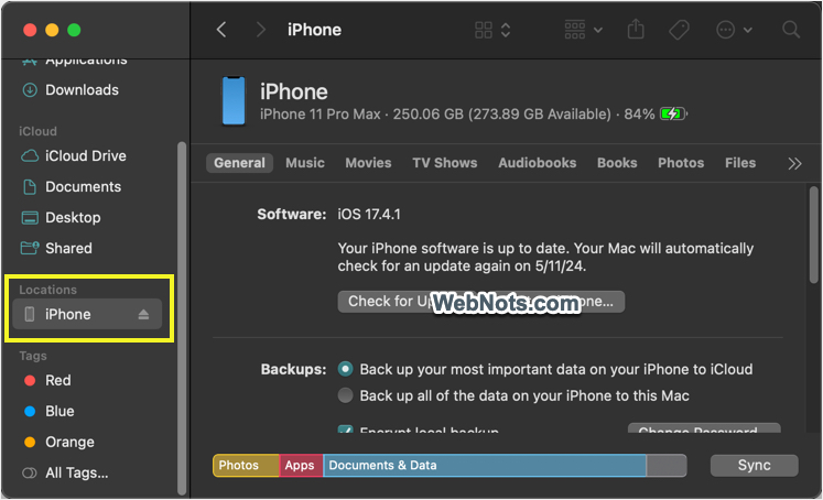 Check Mounted Drives in Finder Mac