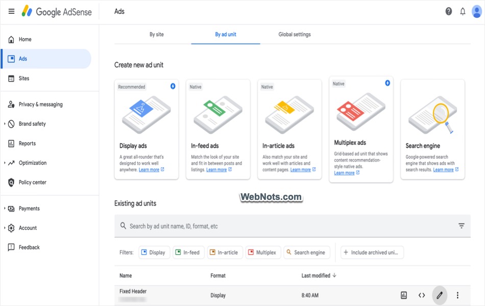 How to Edit an AdSense Ad Unit?