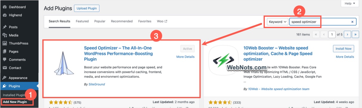 Install Speed Optimizer Plugin