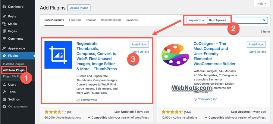Install ThumbPress Plugin