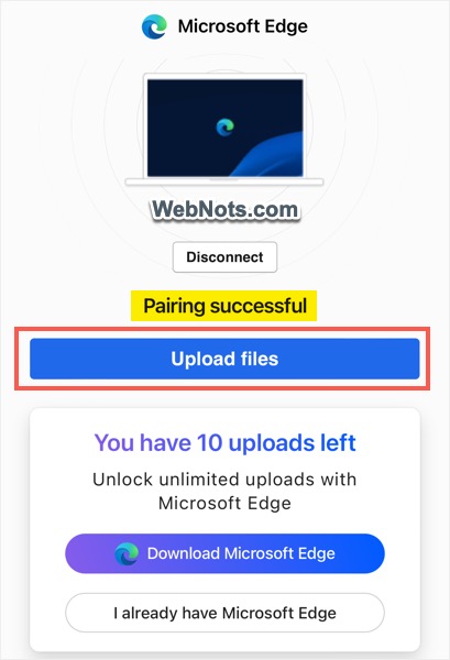 Pairing Successful on Mobile
