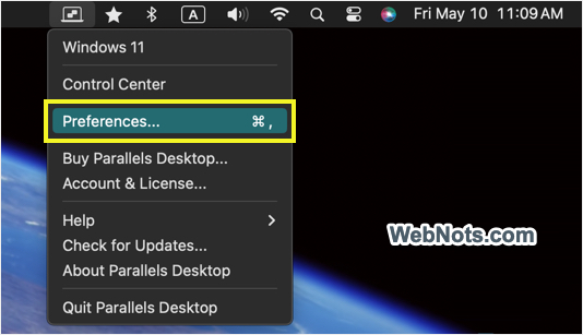 Parallels Desktop Preferences