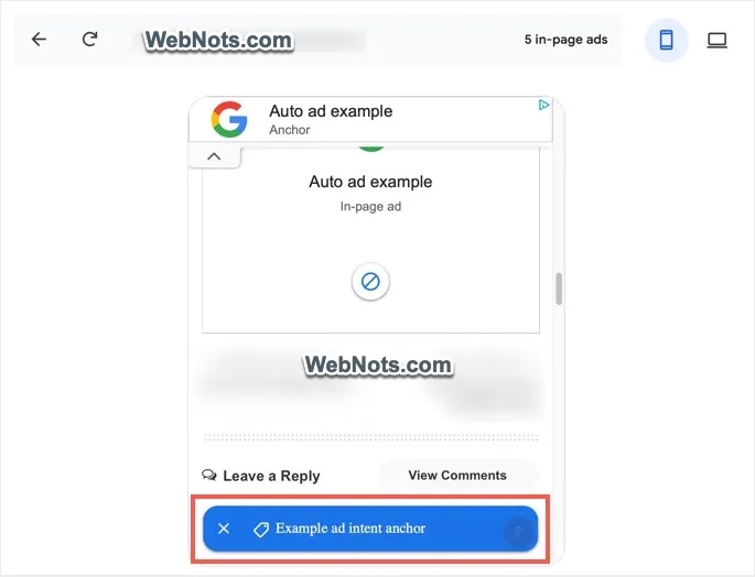 Preview Ad Intent Anchor