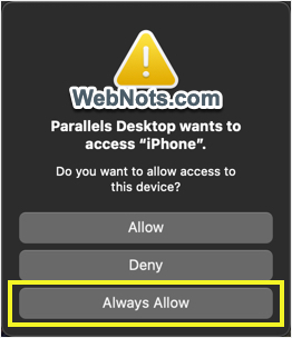 Provide USB Access Permission in Windows VM