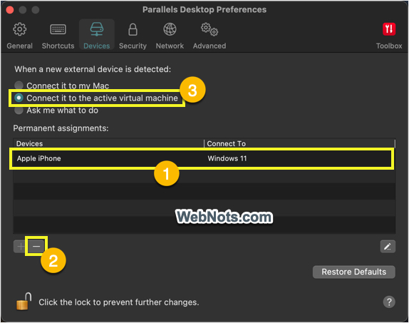 Remove Permanently Assigned USB Device