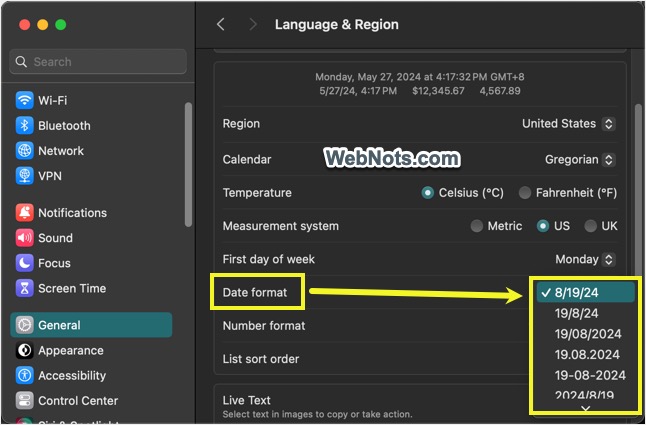Select Date Format
