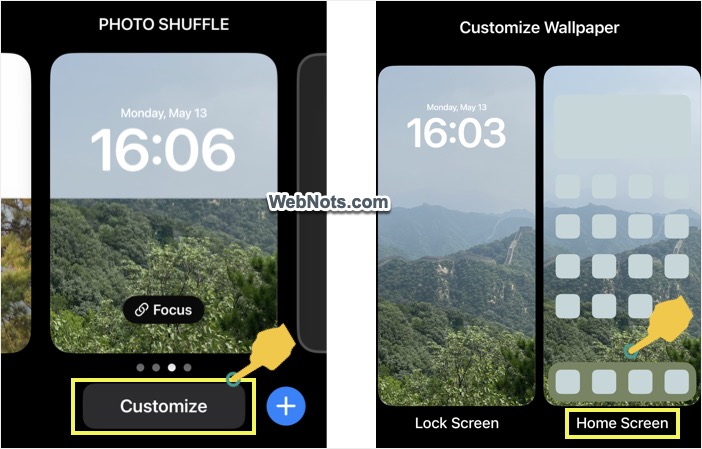 Select Home Screen Wallpaper from Lock Screen