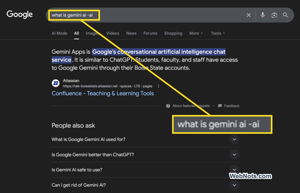 Use -AI in Google Search