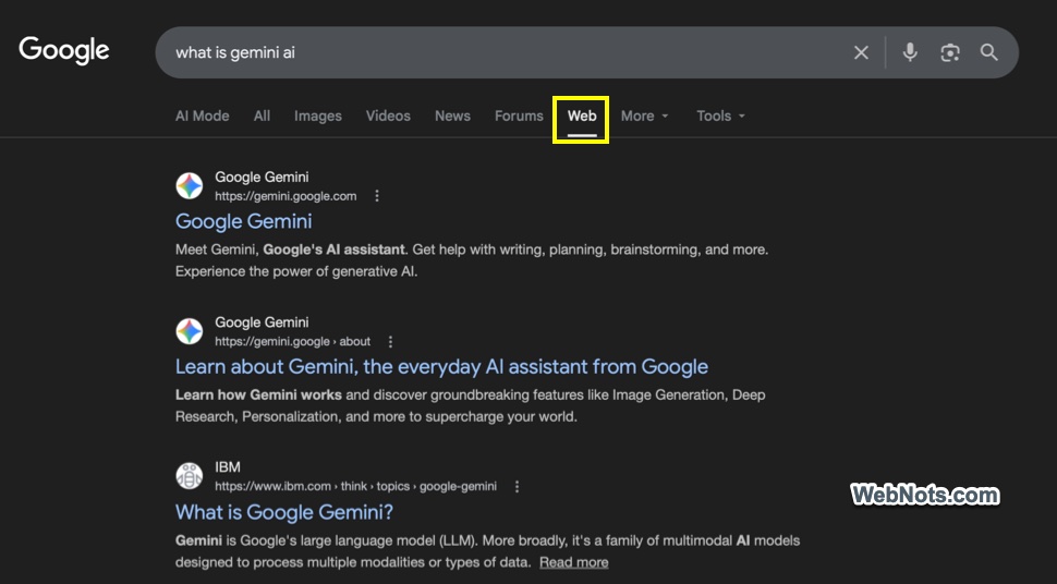 Web Filter in Google Search