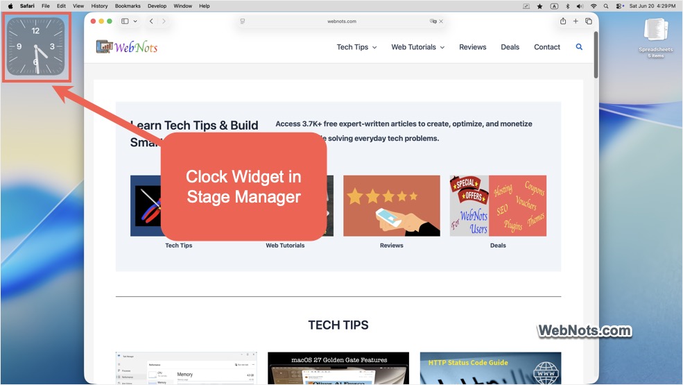 Clock Widget in Stage Manager