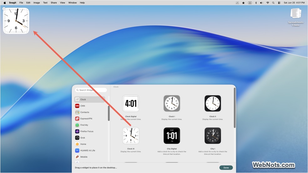 Clock Widget on Mac Desktop