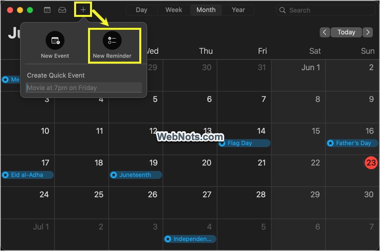 Create Reminder on Today
