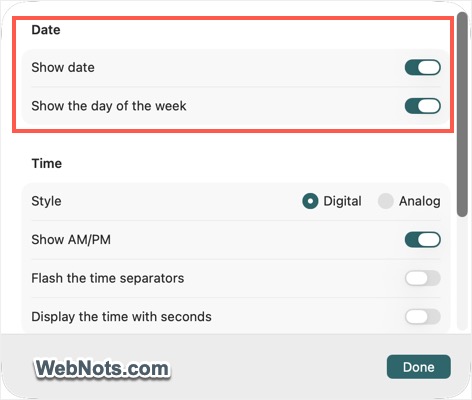 Date Settings in Mac