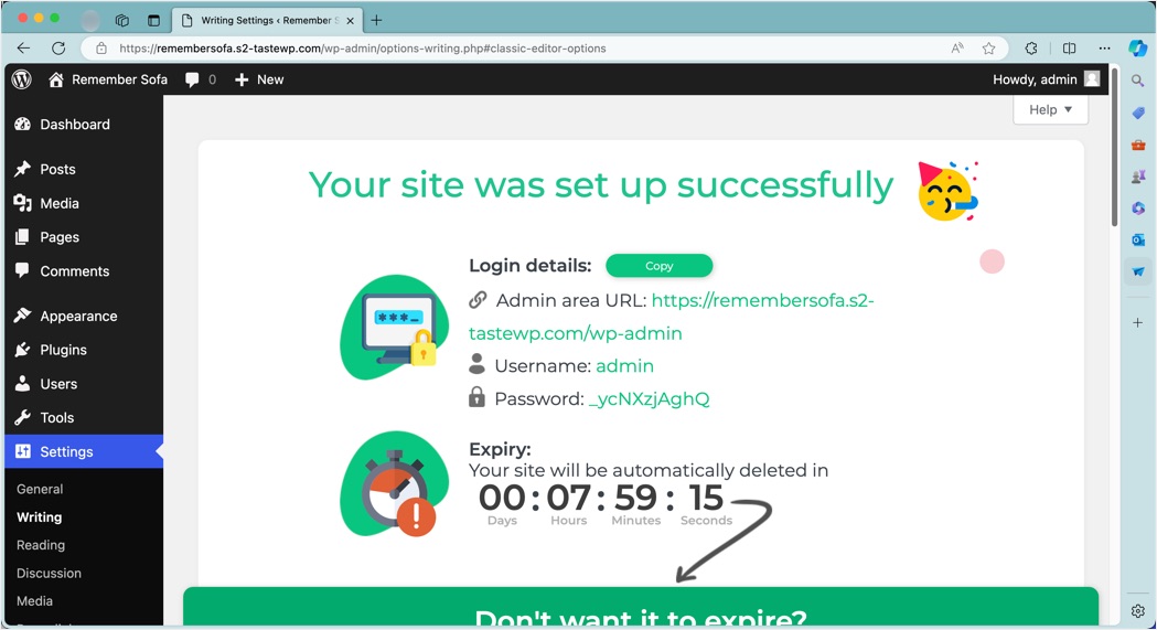Dummy Site Admin Credentials