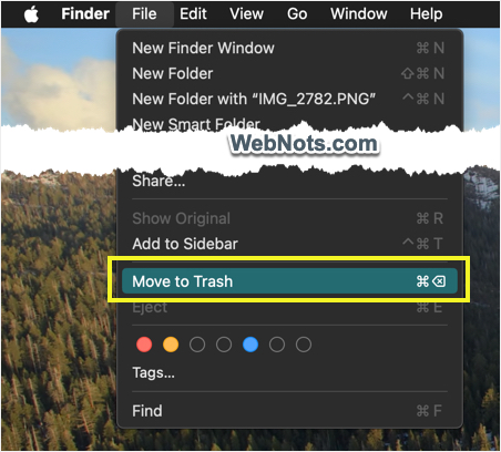 Move to Trash Menu